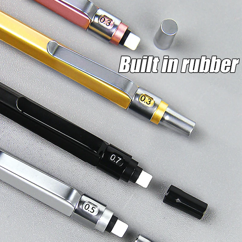 0.3 0.5 0.7 0.9mm Golden Low Center of Gravity All Metal Automatic Pencil Art Sketch Drawing Office Writing Stationery Supplies 6