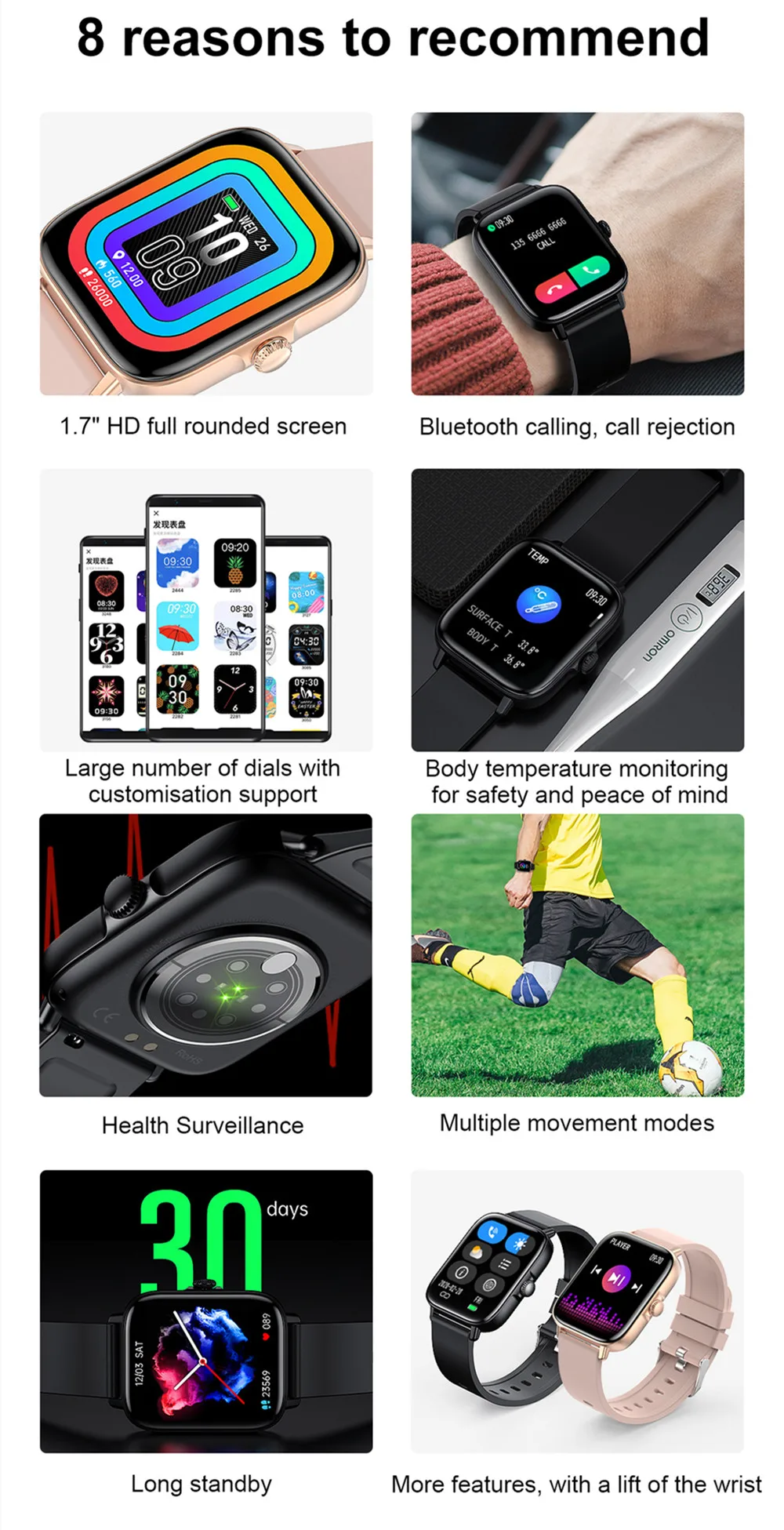T46S Men's Smart Watch Sports Fitness Tracker Bluetooth 5.0 Call Watch Heart Rate Blood Pressure Monitoring Waterproof Bracelet
