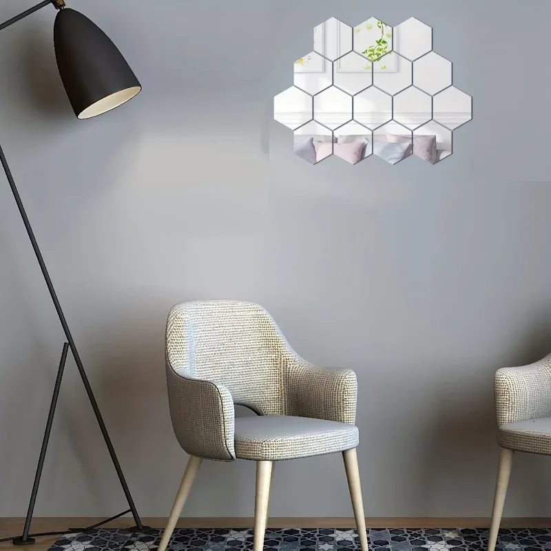 3D Mirror Wall Sticker Hexagon Acrylic Self Adhesive Mosaic Tile Decals Removable Wall Sticker DIY Home Decor Art Mirror 10pcs