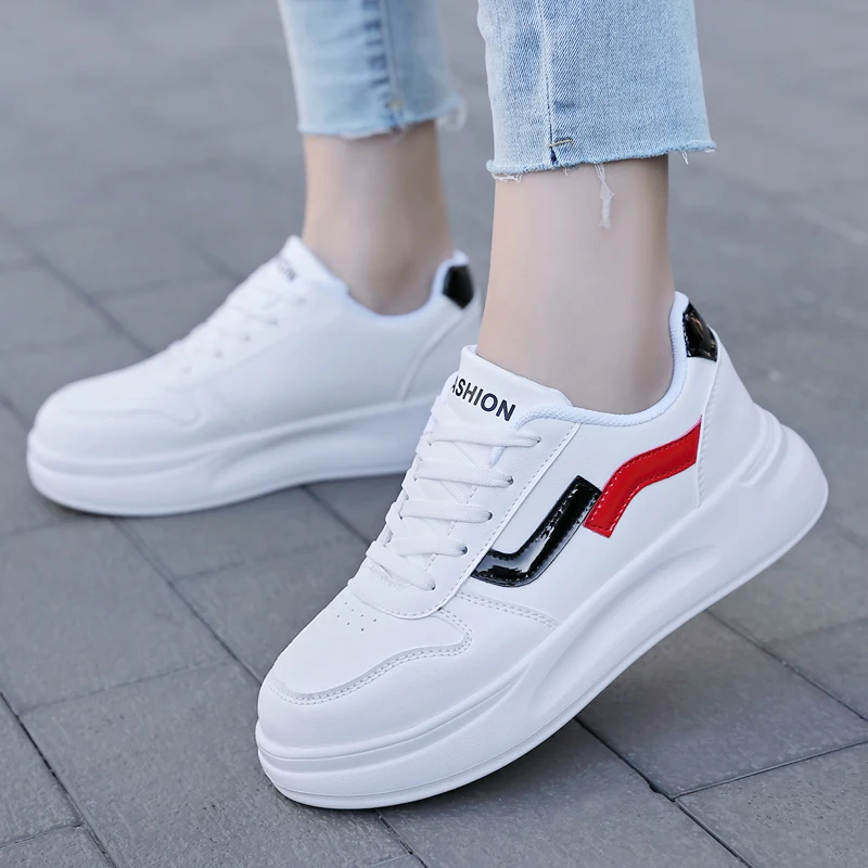 White Shoes for Women New Spring Version Lace-up Casual Shos Ladies Comfort Non-slip Flats Woman Sneakers Zapatillas