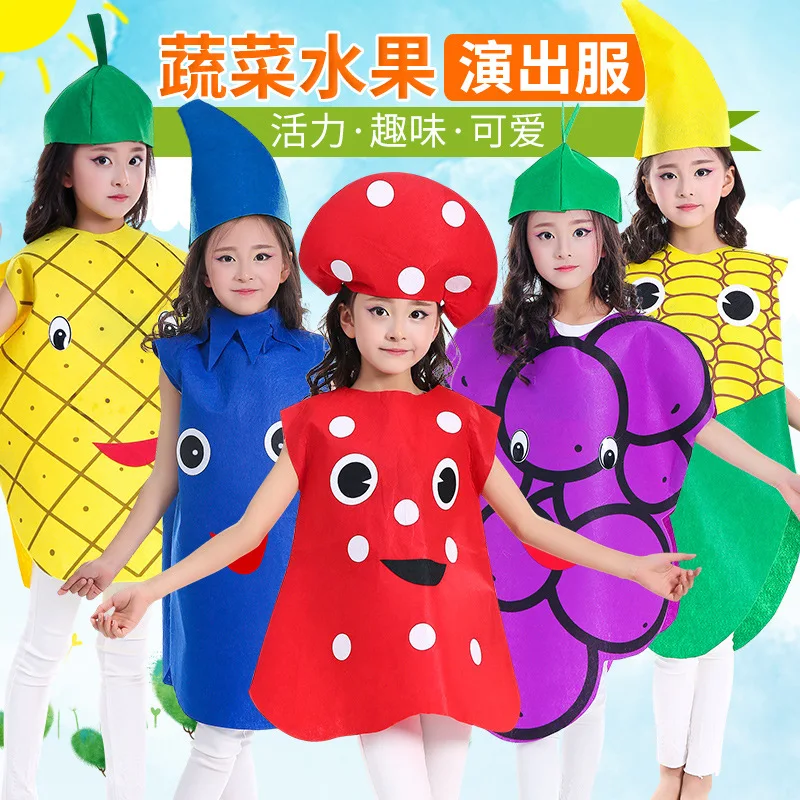 Children's Day fruit and vegetable performance costumes Strawberry apple pineapple grape chili pepper parent-child dance
