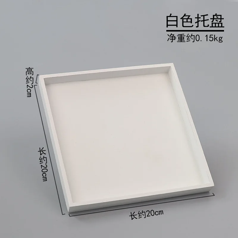 Modern Minimalist Bamboo Storage Box, Wooden Tabletop, Cosmetics, Postcard, White Solid Wood Storage Plate 5