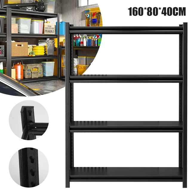 Étagères de rangement à 4 niveaux, étagère métallique réglable, unité d'étagère de Garage robuste, étagères de rangement pour entrepôt et balcon 6