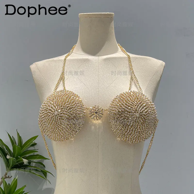 

Women's Inlaid Diamond Bra Top Tank Vest Metal Underwear Chain Sexy Charming Banquet Performance Fashion Clothing Sling Camisole