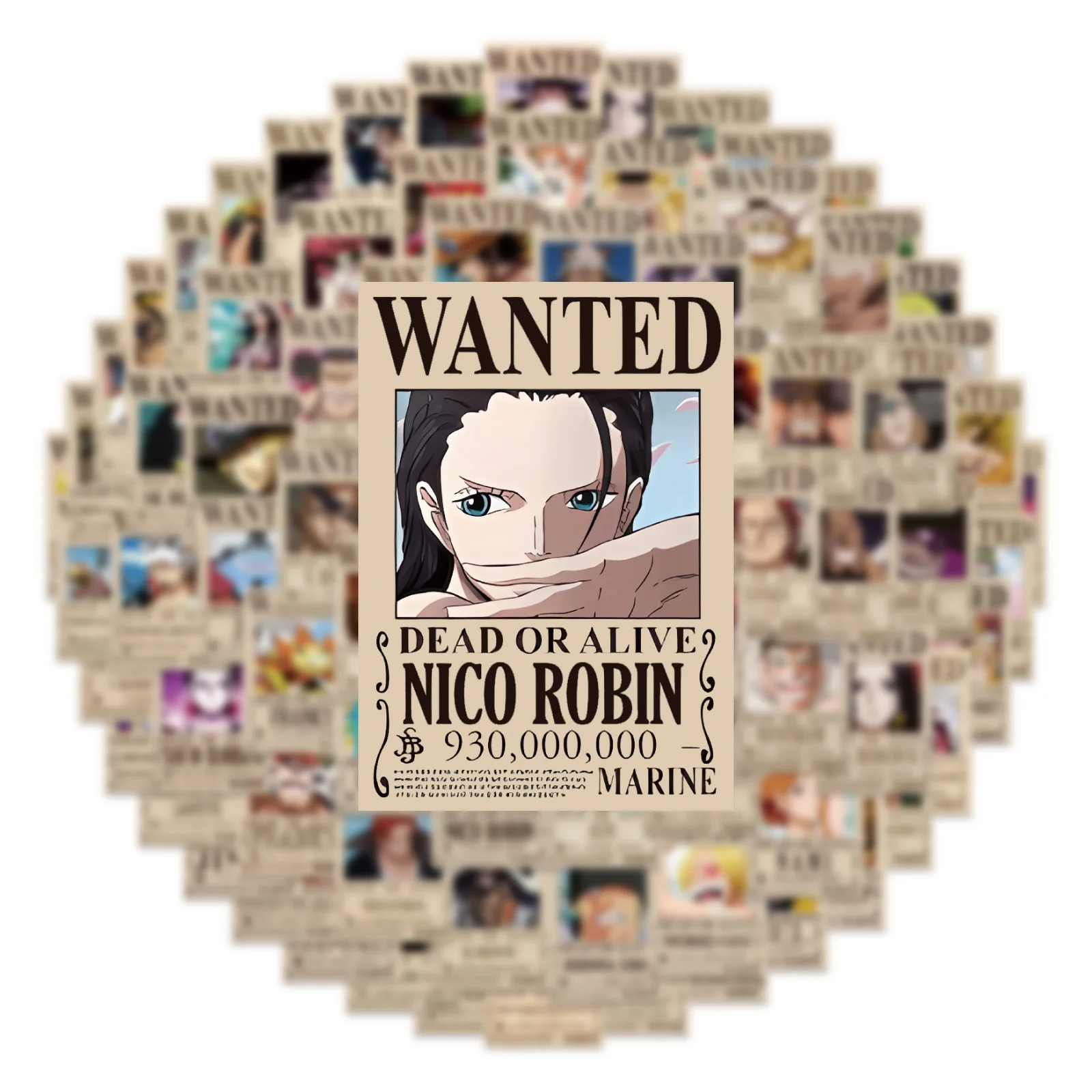 10/50/100 Stück Anime One Piece Wanted Poster Luffy Graffiti Aufkleber für Handy, Gitarre, Laptop, Notizbuch, Koffer, Wasserfeste Sticker, Spielzeug – Detail 4