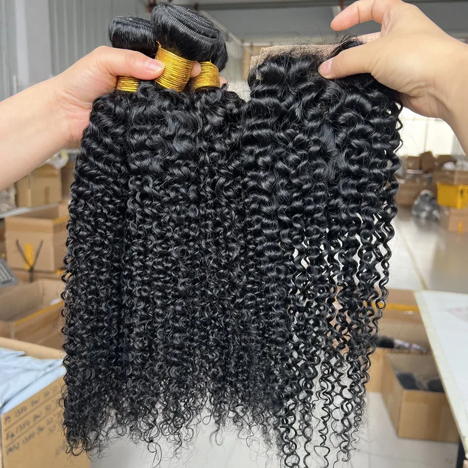 Afro Kinky Curly Deep Wave Echthaar-Bündel Lockiges Haar 30 Zoll Echtes Rohes Unbehandeltes Doppelt Gewebtes Haar-Bündel Extensions – Detail 4