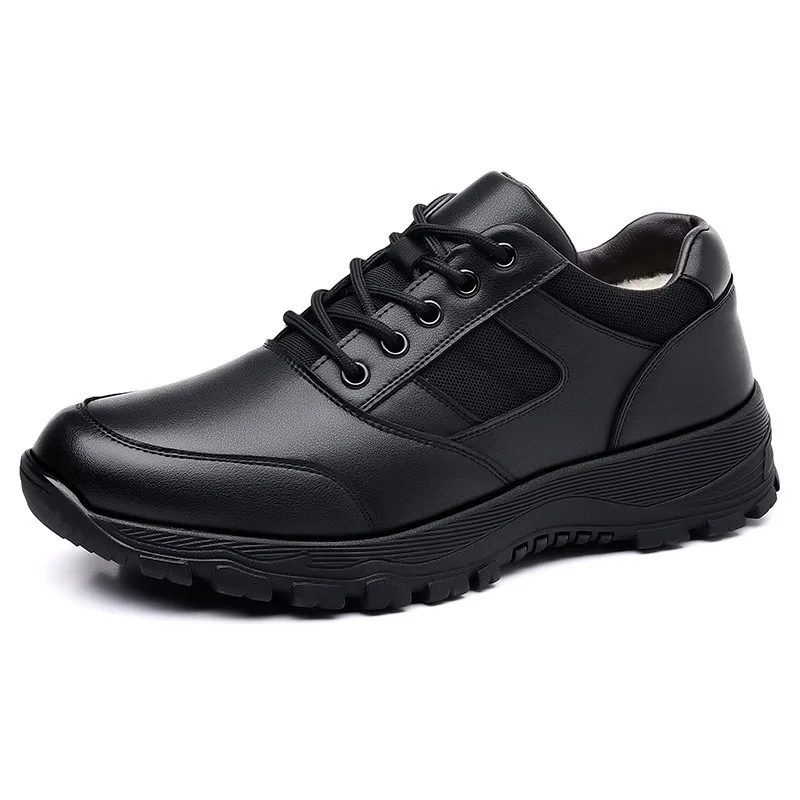 New Platform Cow Leather Casual Sneakers for Men Designer Autumn Winter Cotton Black Outdoor Men's Sports Shoes Zapatos Hombre 4