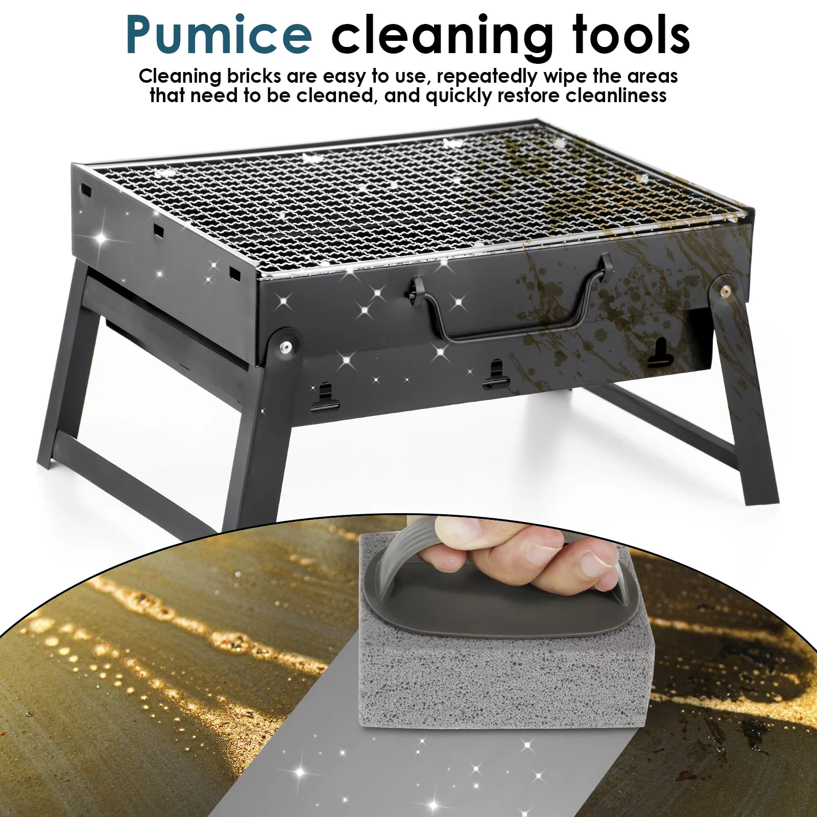 Heat Resistant Pumice Stone BBQ Grill Cleaning Brush Tool