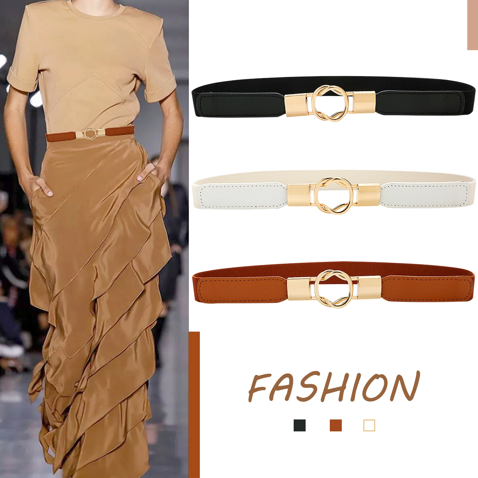 Adjustable Elastic PU Leather Belts for Women