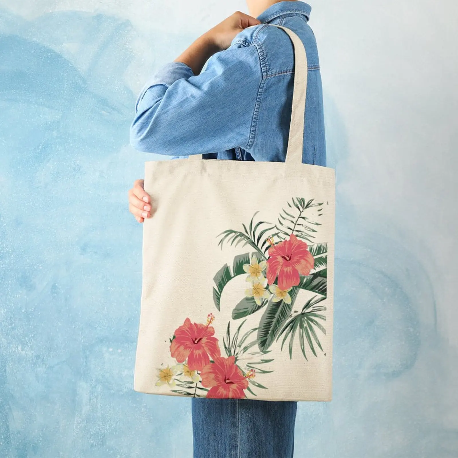 Women Shopping Bag Custom Printed Canvas Tote Handbag Reusable Shoulder Bags Large Capacity Traveling Women's Casual Tote  Bags