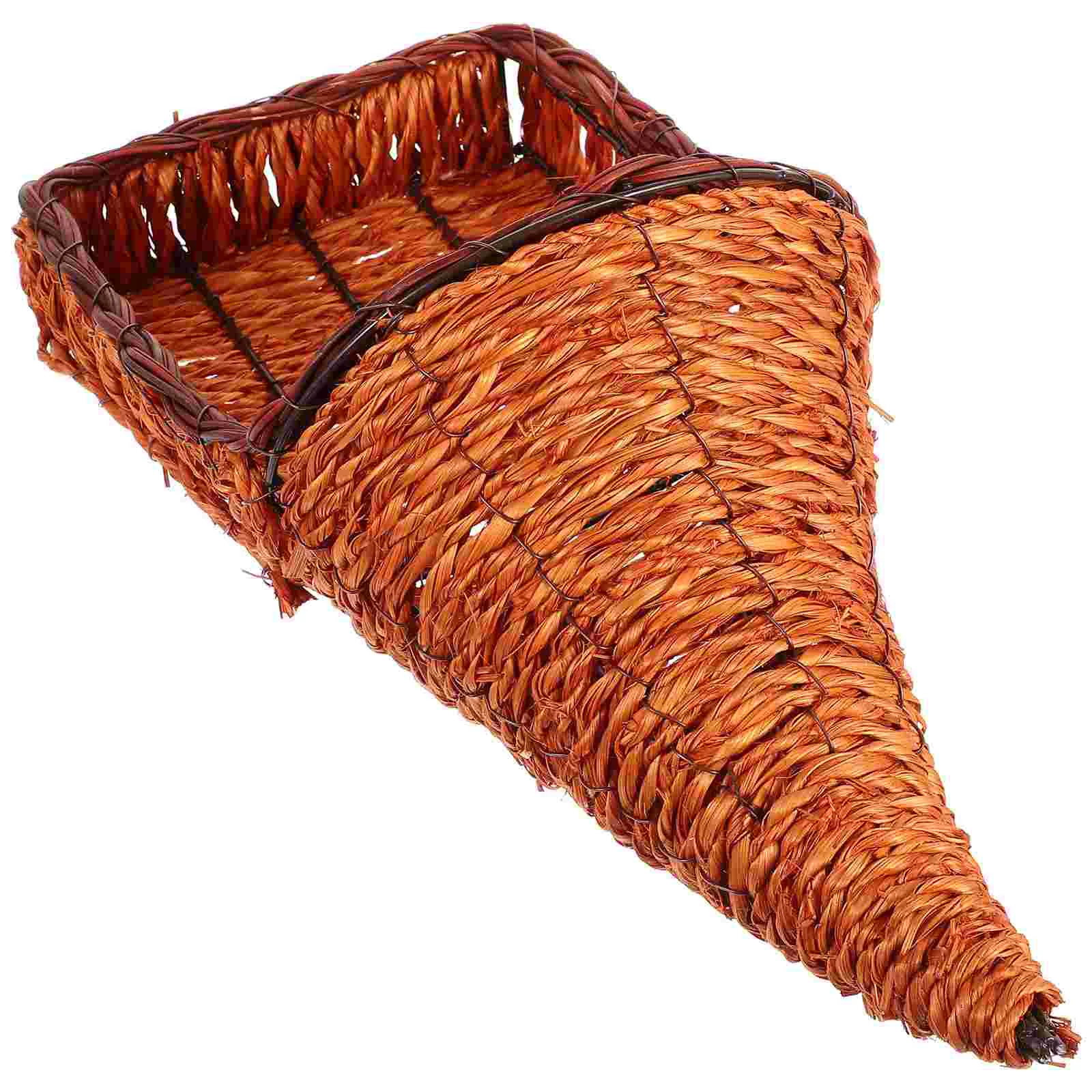 

Thanksgiving Cornucopia Basket Ox Horn Basket Christmas Fruit Basket Grapevine Fall Basket Woven Candy Holder Bowl Dish