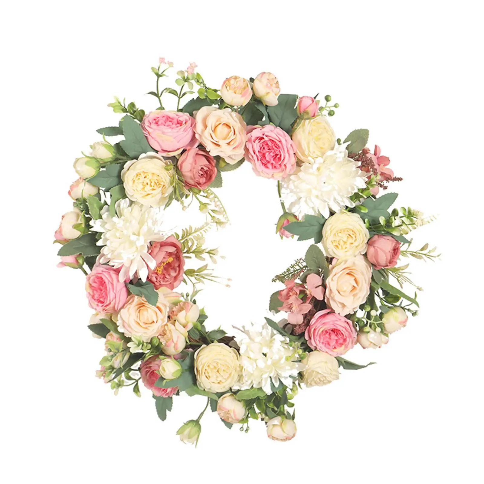 Artificial Flower Wreath 40cm Spring Summer Wreath Floral Wreath Garland for Valentine`s Day Party Celebration Window Holiday