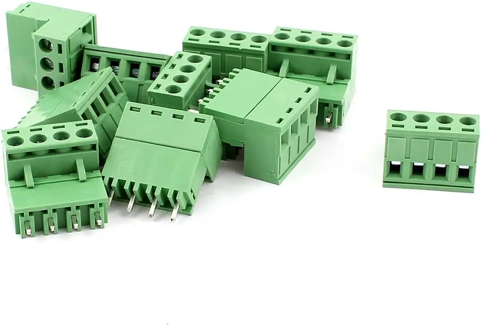 

Keszoox 5.08mm Phoenix Connectors AC 300V 10A 4 Pins PCB Screw Terminal Block 5.08mm Pitch 10 Pcs Green