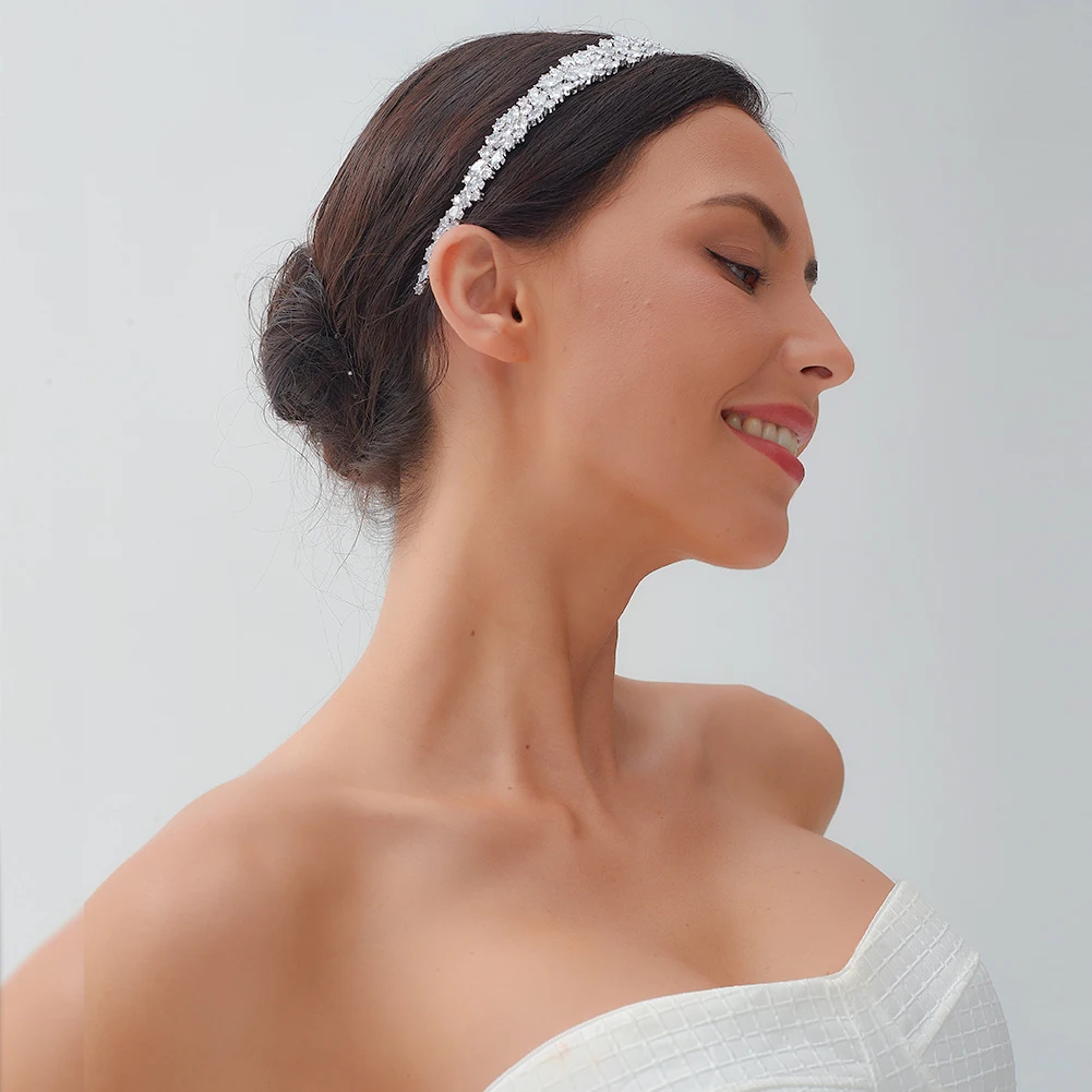 ASNORA CZ Headbands Silver Bridal Crowns Elegant Headwear for Wedding Party Hair Accessories hair accessories