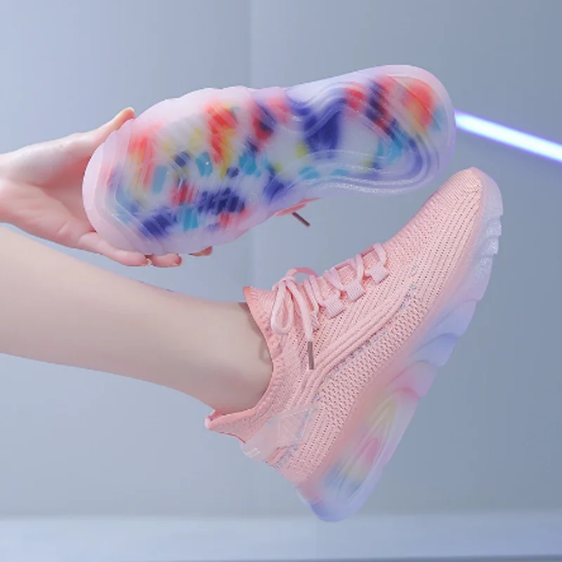 

2023 Autumn New Women's Sports Run Shoes Fashionable Knitted Casual Shoes Outdoor Comfortable Female Models Shoes