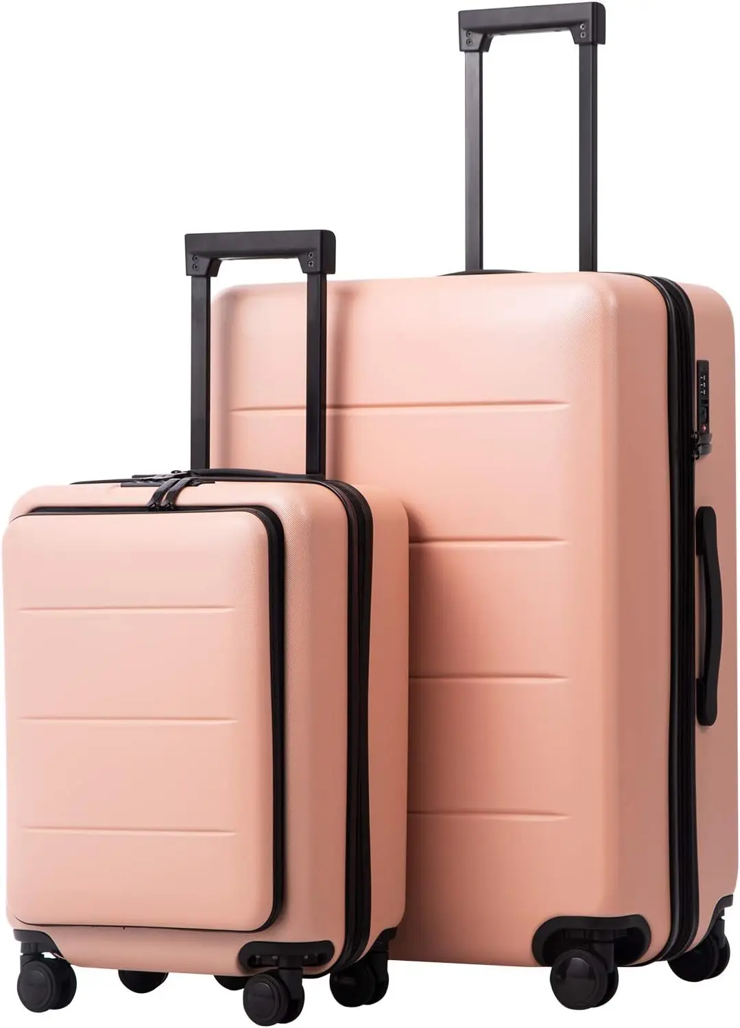 

COOLIFE багажный чемодан, набор предметов для переноски ABS + PC, тележка-Спиннер с карманной ячейкой, сумка для выходных (розовая Сакура, комплект из 2 предметов