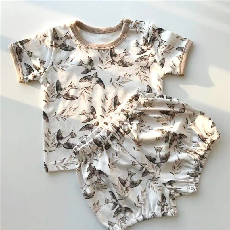 Baby Clothing Set luxury Newborn Baby Girl Boy Clothes Summer Floral Cotton Baby Clothes Sets Short Sleeve Tops T-shirt + Shorts 2PCs Baby Outfits baby shirt clothing set Baby Clothing Set