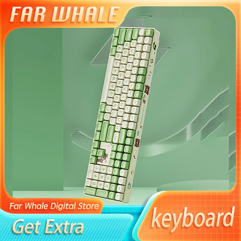 1 шт., милая механическая клавиатура с медведем, беспроводная клавиатура на заказ, 110 клавиш Pbt Kawaii, эргономичная клавиатура для офиса, подарки для компьютеров