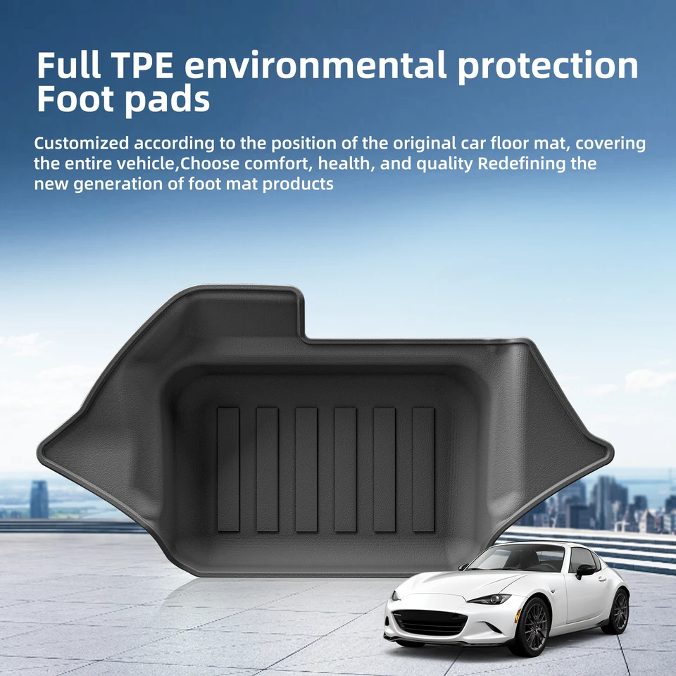 ZQQNB Car Boot Liner Mats For Mazda MX-5 2015-2022 2023 2024 2025, Leather Rear Trunk Mat Protector Anti-Slip Cargo Tray Liners Carpets Interior Accessories,A-Black Plus