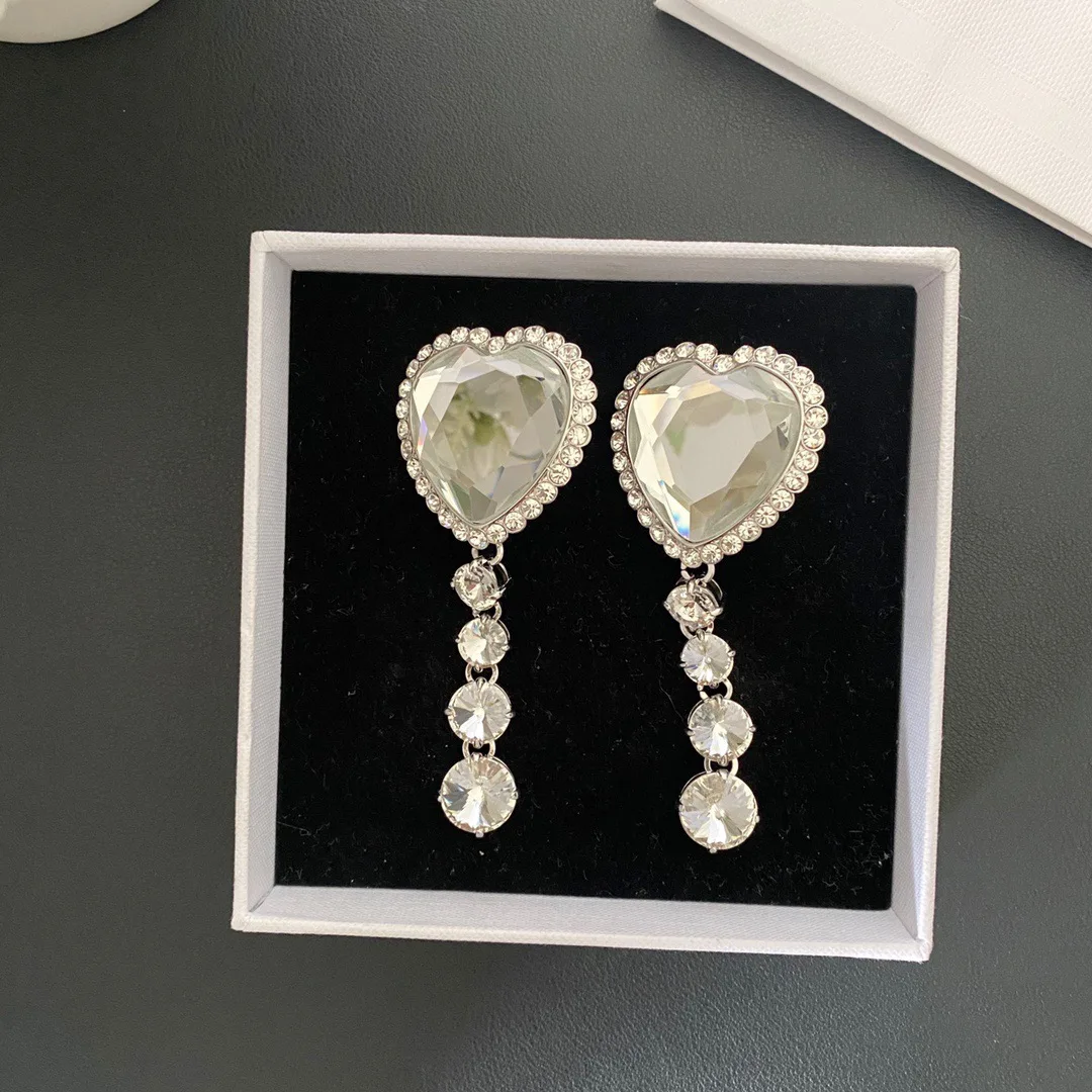 Earrings Light Luxury Retro Heart-Shaped Fringe Ear Clip For Women Aretes De Mujer Pendientes Boucle D’Oreille Orecchini Clip