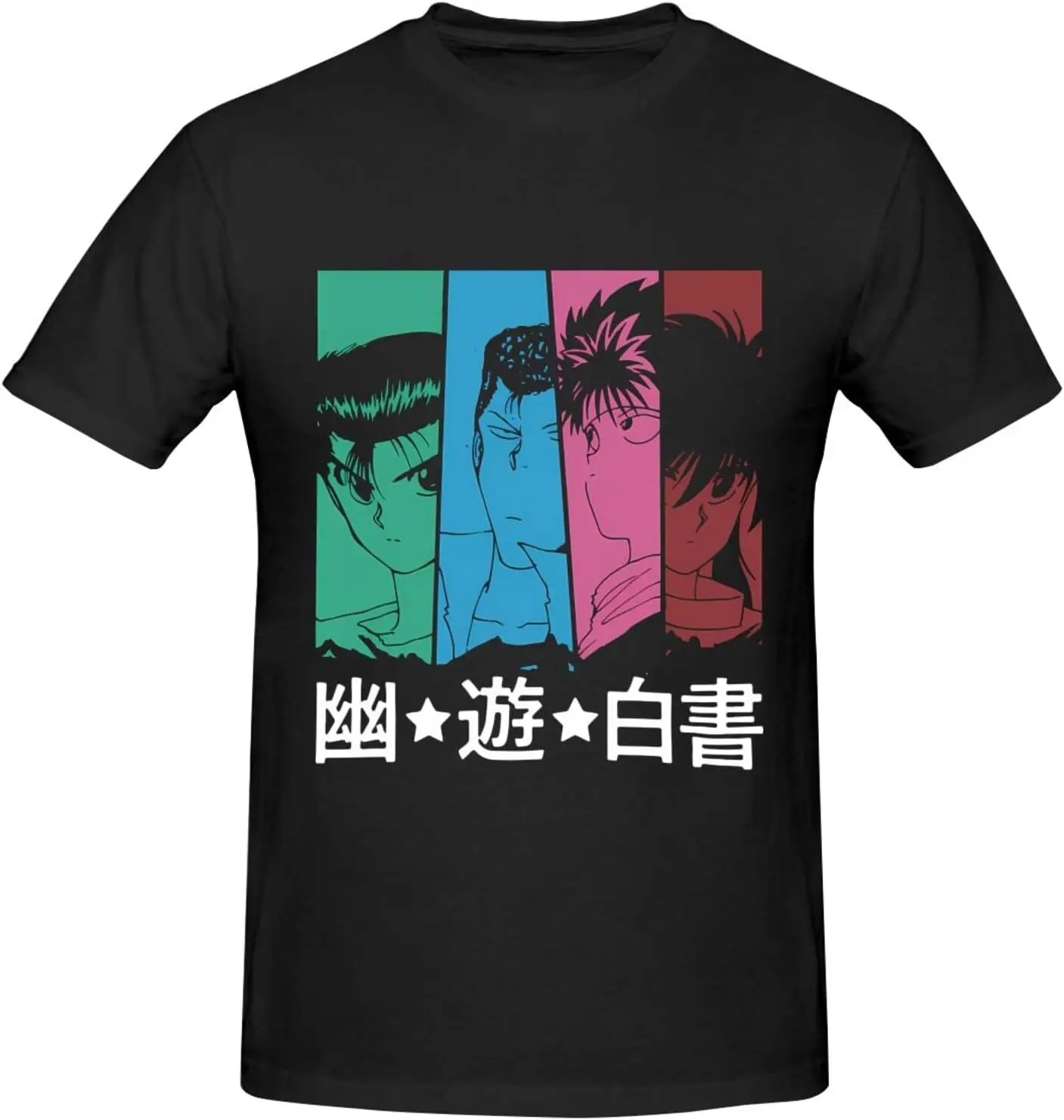 

Anime Yu Yu Hakusho Shirt for Men Fashion Casual Cotton Custom Short Sleeve Tshirt Cool Tees Top Black