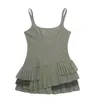 TRAF Irregular Pleated Camisole Dress Women Sexy Slim Solid Sleeveless Mini Dresses 2024 Summer Female High Street Vestidos 2