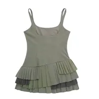 TRAF Irregular Pleated Camisole Dress Women Sexy Slim Solid Sleeveless Mini Dresses 2024 Summer Female High Street Vestidos 2
