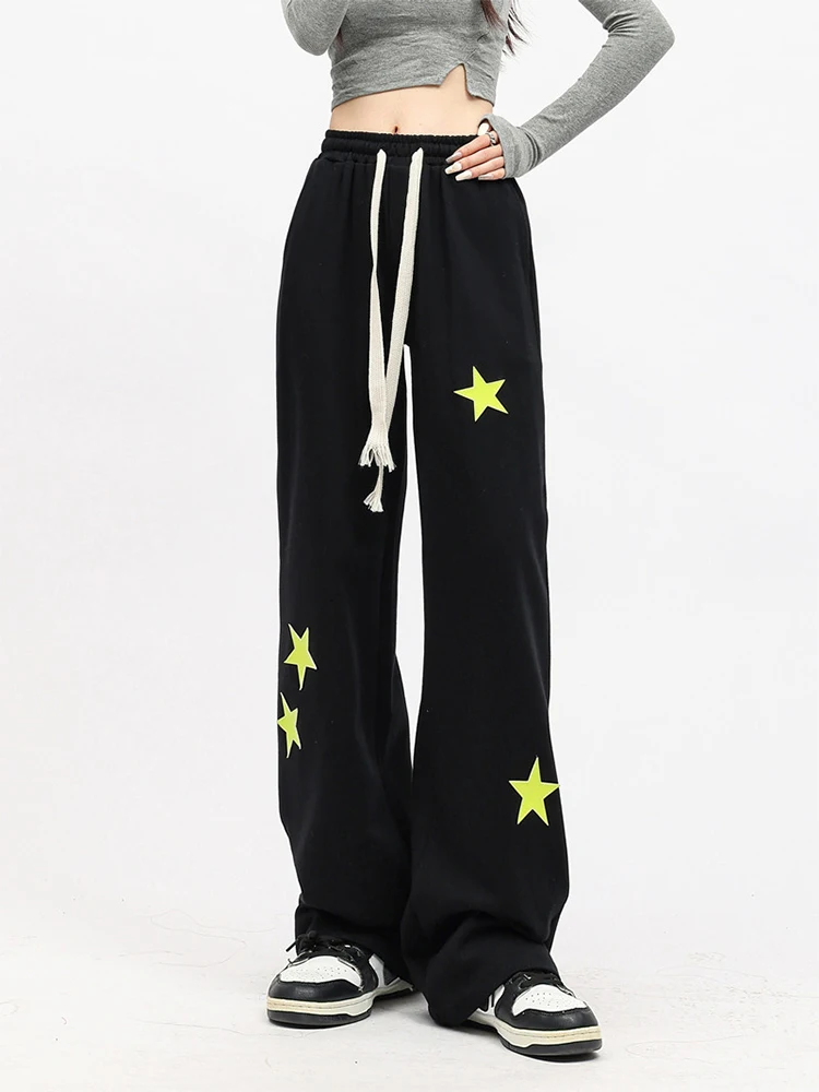 

Women Drawstring Long Trousers Harajuku Y2k Baggy Wide Leg Pants Sweatpants Streetwear Loose Casual Tide Hip-pop Fashion Design