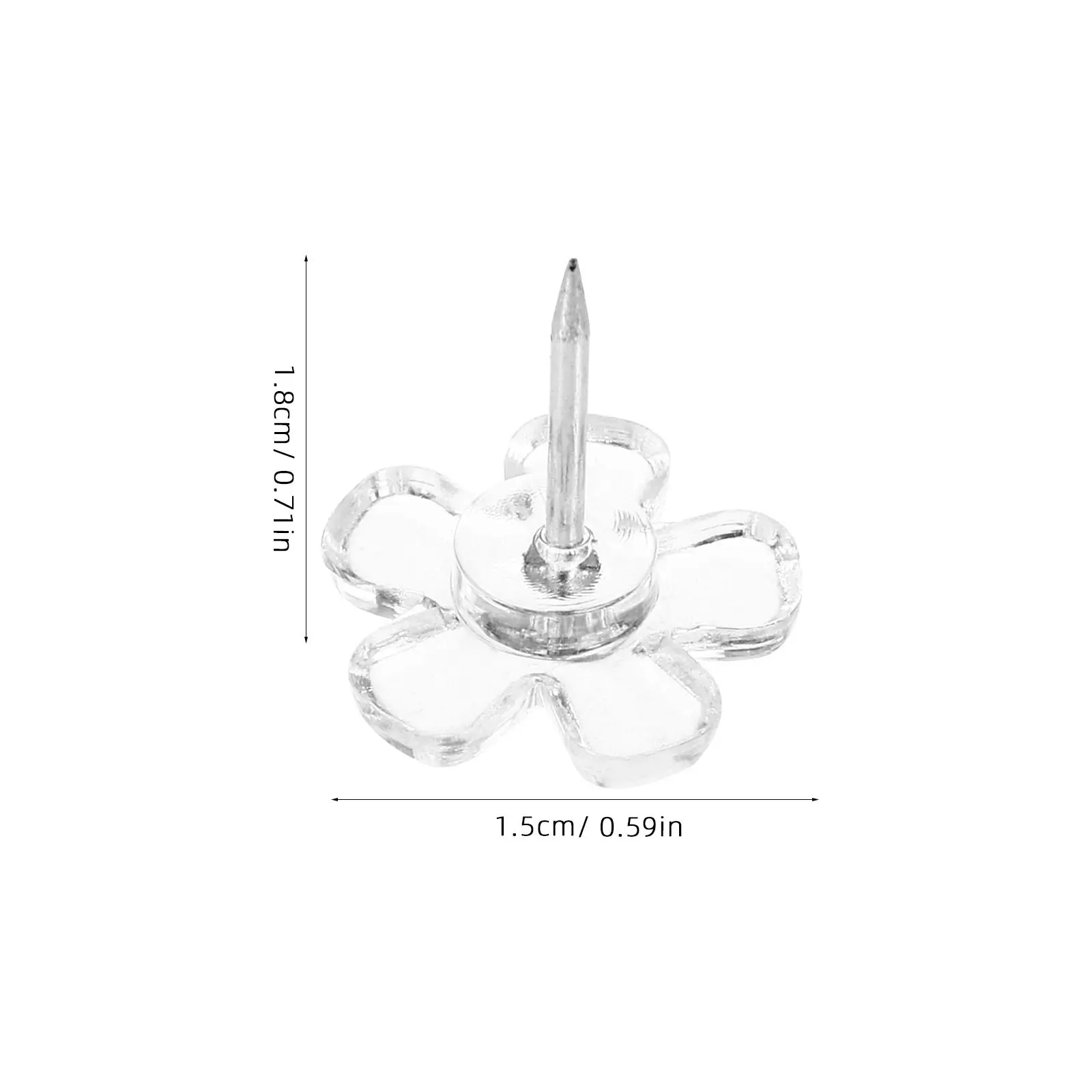 100개 투명 꽃 모양 푸시핀, 사무실 큐비클 코르크 보드 벽걸이 사진핀, 아트워크 보드용 인체공학적 푸시핀