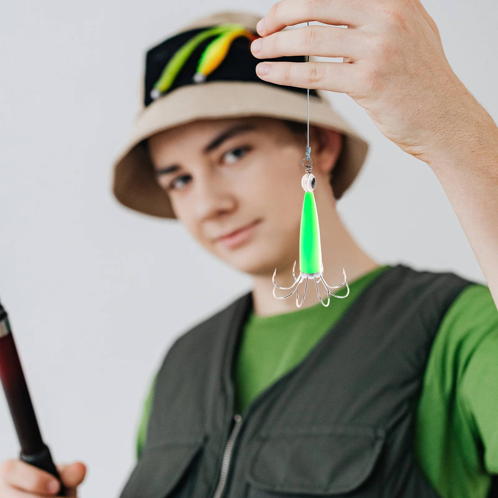 

at Night Octopus Squid Hook Bionic Fishing Lure Luminous Iron Simulation Tackle