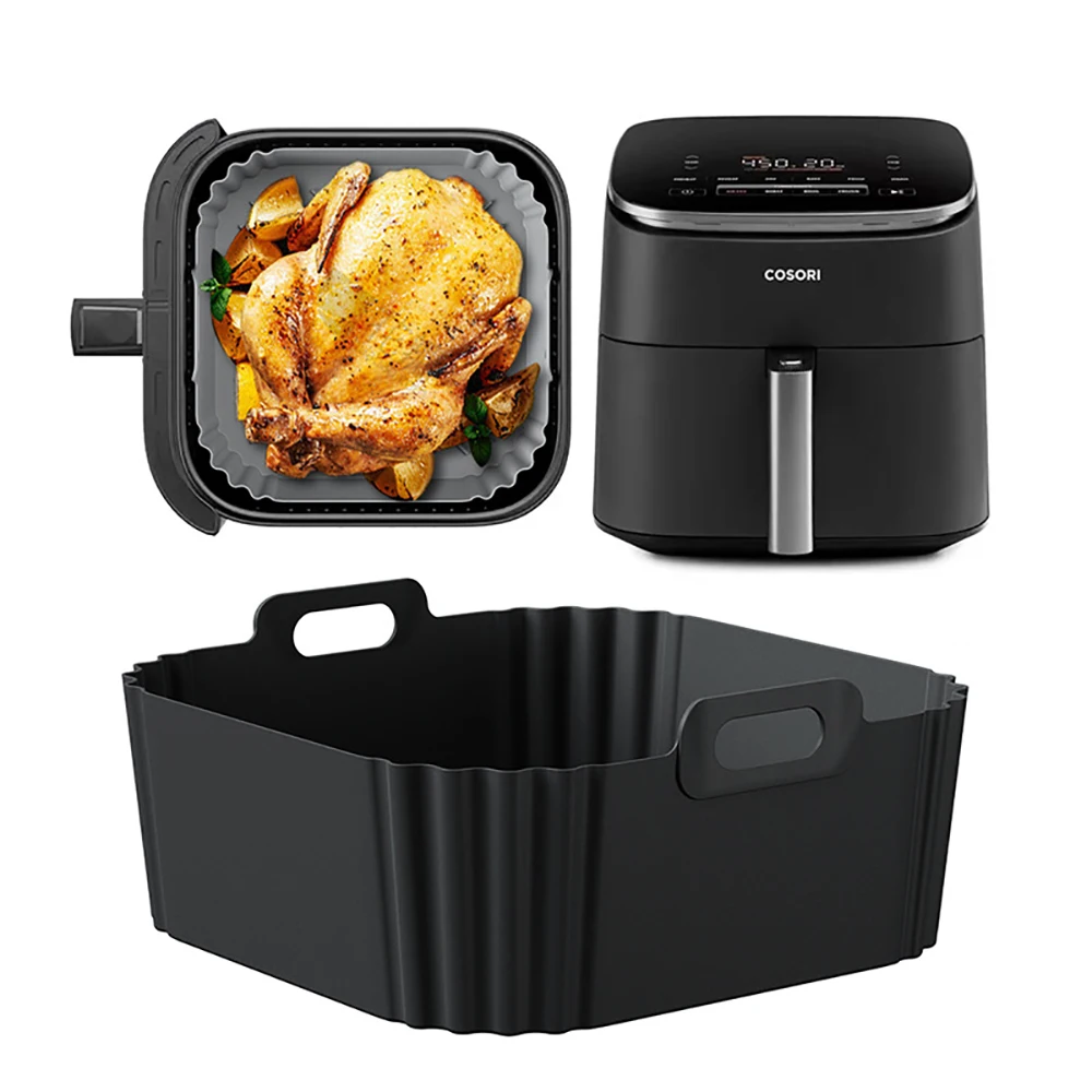 Square Silicone Air Fryer Liners for Ninja AF141 AF140 AF181 AF180 Reusable Baking Basket 5-8QT Accessories