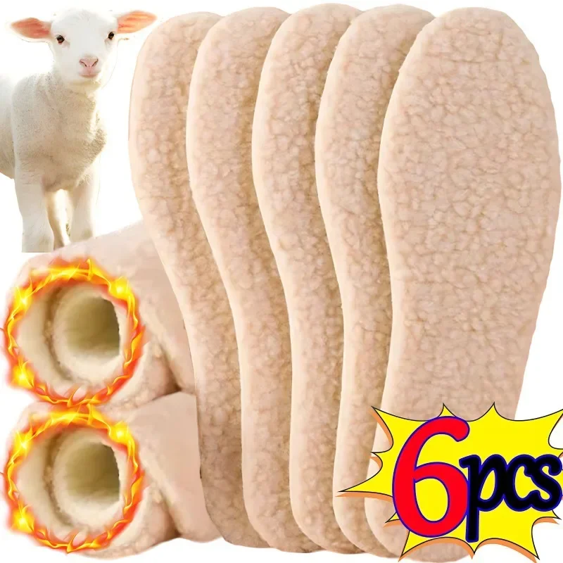 Unisex Winter Alpaca Wool Insoles Self Heated Thermal Shoe Pads Sports Running Warm Plush Thickening Boots Inserts Paddings