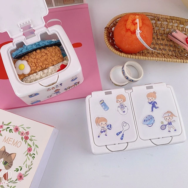 Boîte de rangement multifonctionnelle de style INS Cartoon, bureau Kawaii,  accessoires de maquillage cosmétiques, papeterie de bureau - AliExpress