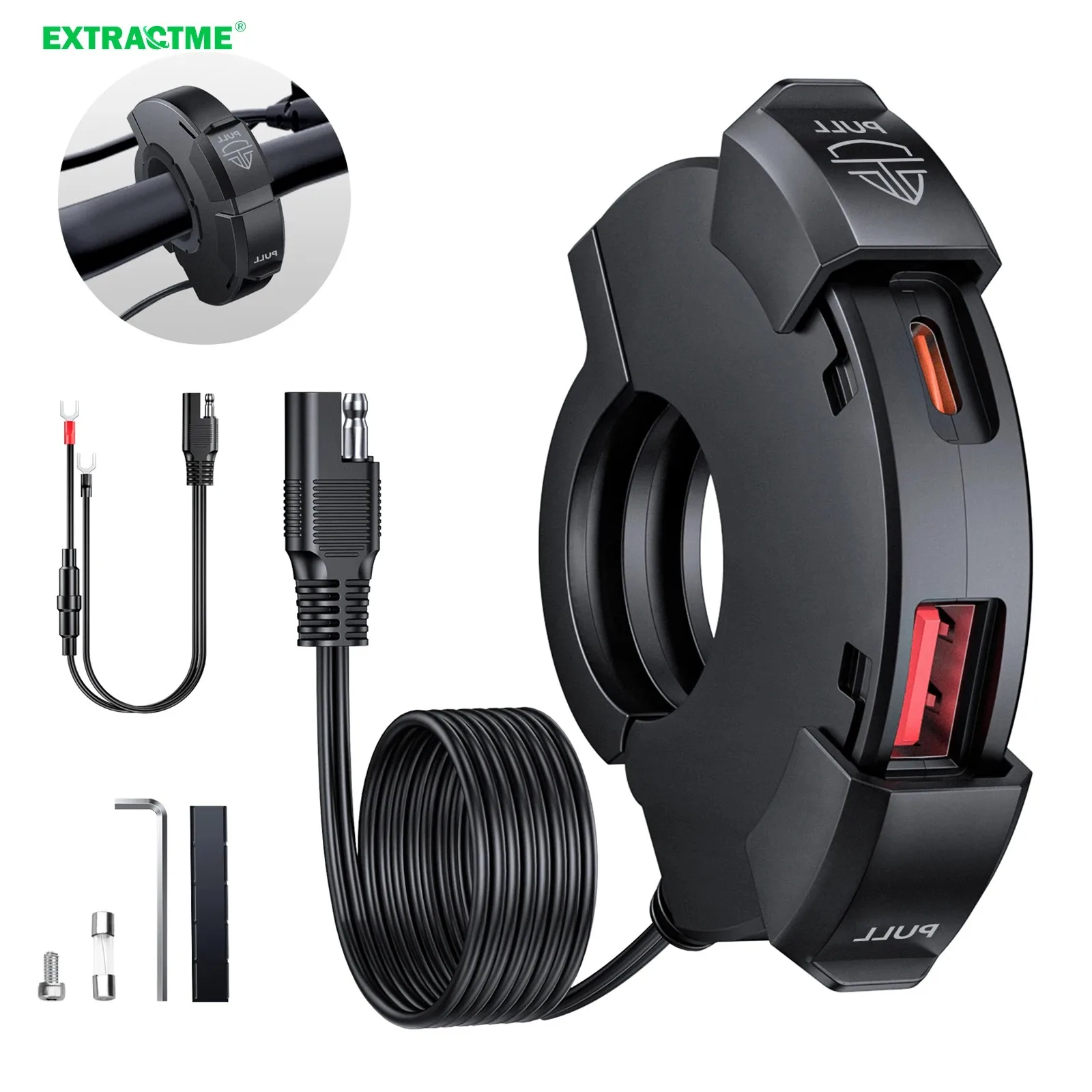 Extractme QC3.0 오토바이 USB 충전기 30W USB 빠른 충전기 자전거 디지털 카메라에 대 한 방수 핸들 바 장착 브래킷 충전기