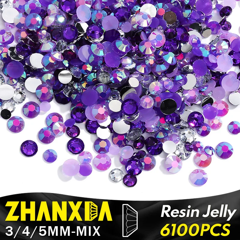 

6100 шт. смешанные фиолетовые каучуковые желе Ab круглые плоские стразы для тумблера аксессуары ручной работы без горячей фиксации