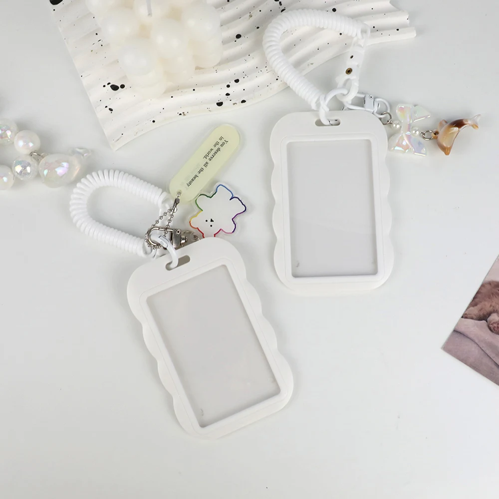 ABS Kpop Photo Card Holder Anti-lost Keychain Idol Protective Case Bag Sliding Photo Sleeves Pendant
