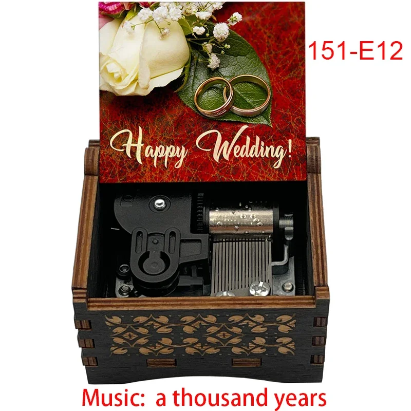Custom picture A Thousand Years Wind up mechanical Wooden Music Box for lovers girlfriend boyfriend friend wedding party gift