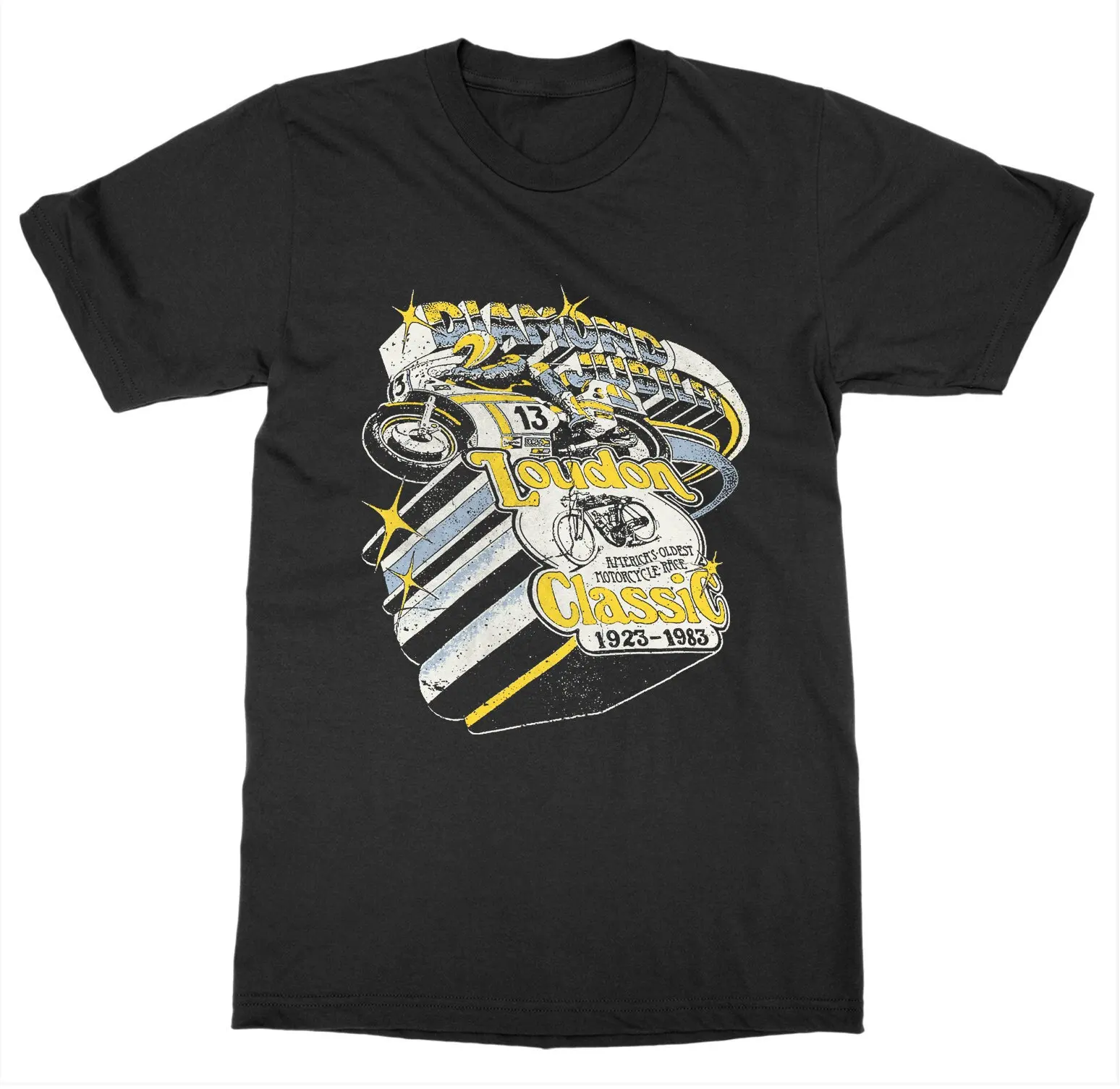 T-Shirt Moto Vintage Loudoun Classic America La Più Antica Moto Da Corsa Vintage Moto Opera D'Arte Cafe Racer Moto.