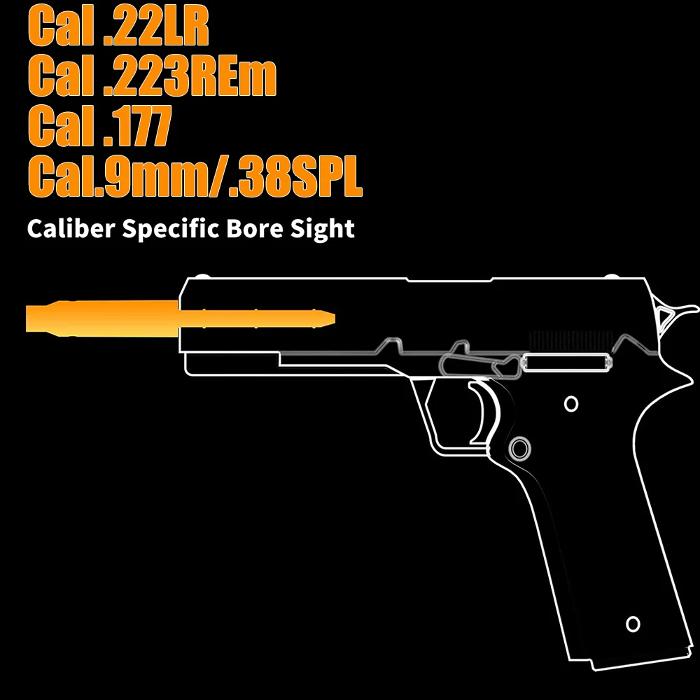 Laser Bore Sight Tactical Laser Boresighter .22LR .177 9mm/.38spl Cal End Barrel for Pistol Rifle Airsoft Cartridge Collimator Laser Sight Red Dot Laser Sight