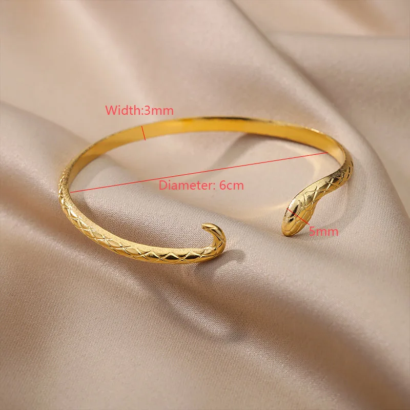 Snake Bracelet Stainless Steel Vintage For Women Men Luxury Cuff Bracelets Aesthetic Jewelry pulseras mujer stainless steel bracelet metal bracelet