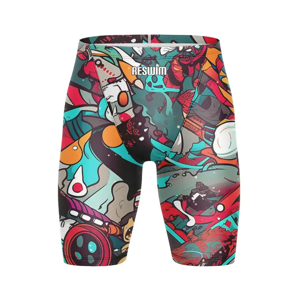 Men's Swim Jammers Swimsuit Short Endurance Athletic Training Tights Shorts Beach UV Swimwear Swimming Trunks Gym Surfing Pants