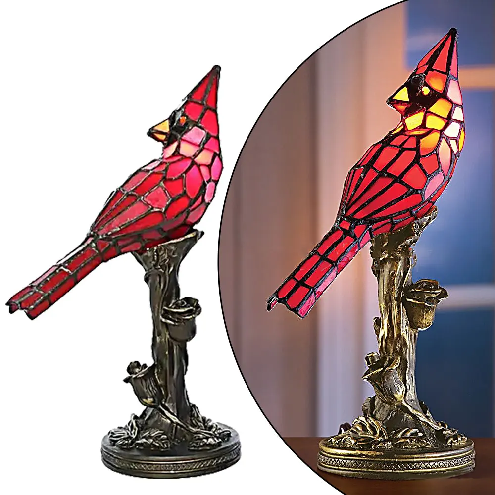 Stained glass 2024 cardinal lamp