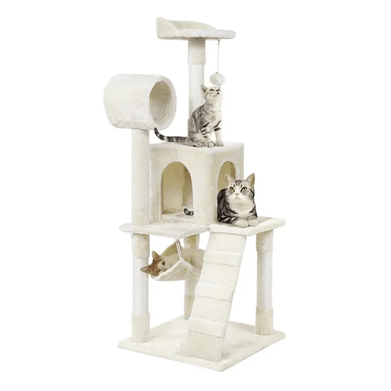 

52-in Cat Tree & Condo Scratching Post Tower, Beige
