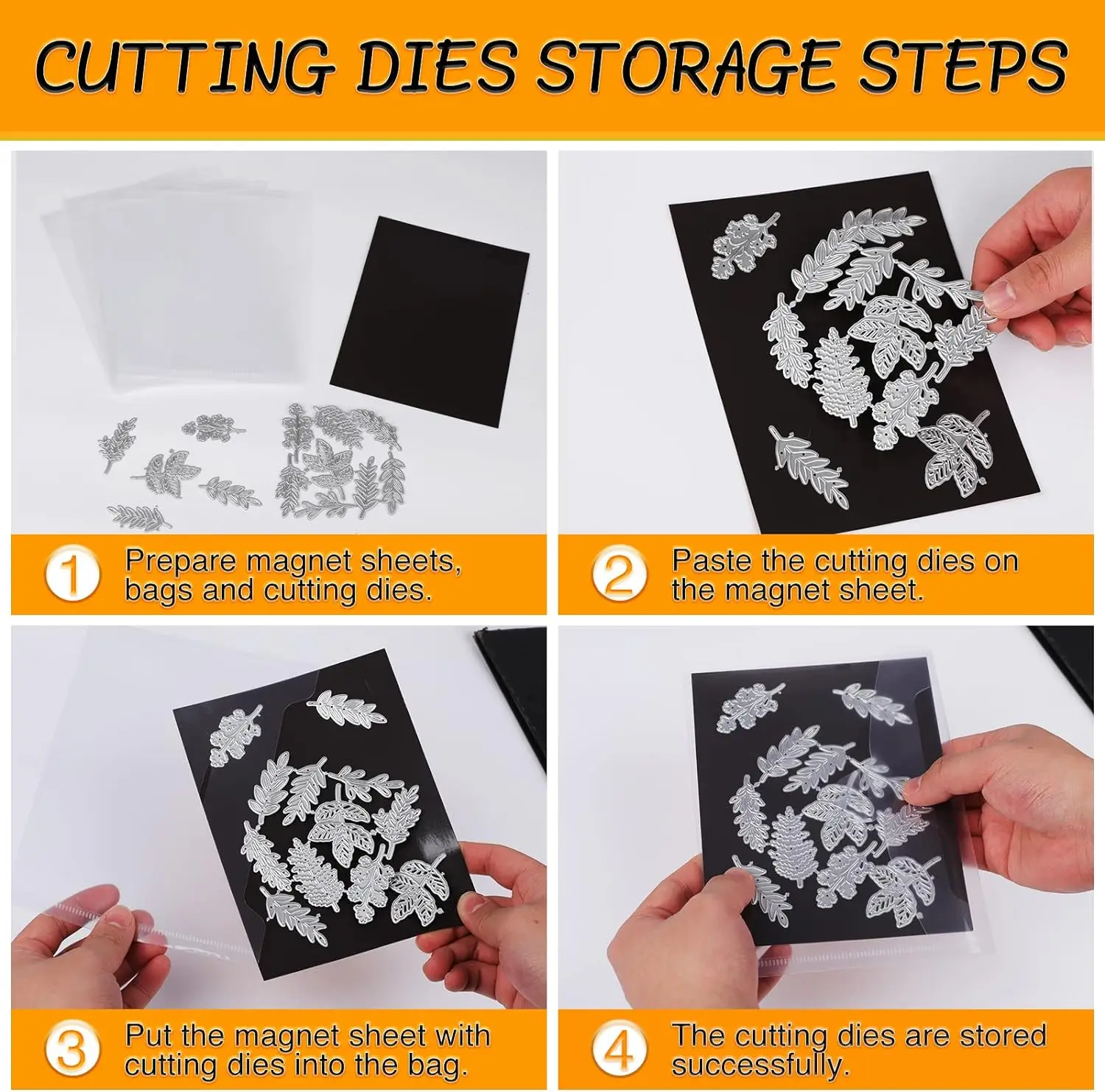 Storage Bag 40 Pieces Transparent Plastic Envelope Storage Bag and Rubber Soft Magnetic Sheet for Cutting Mold Storage Protection and Storage