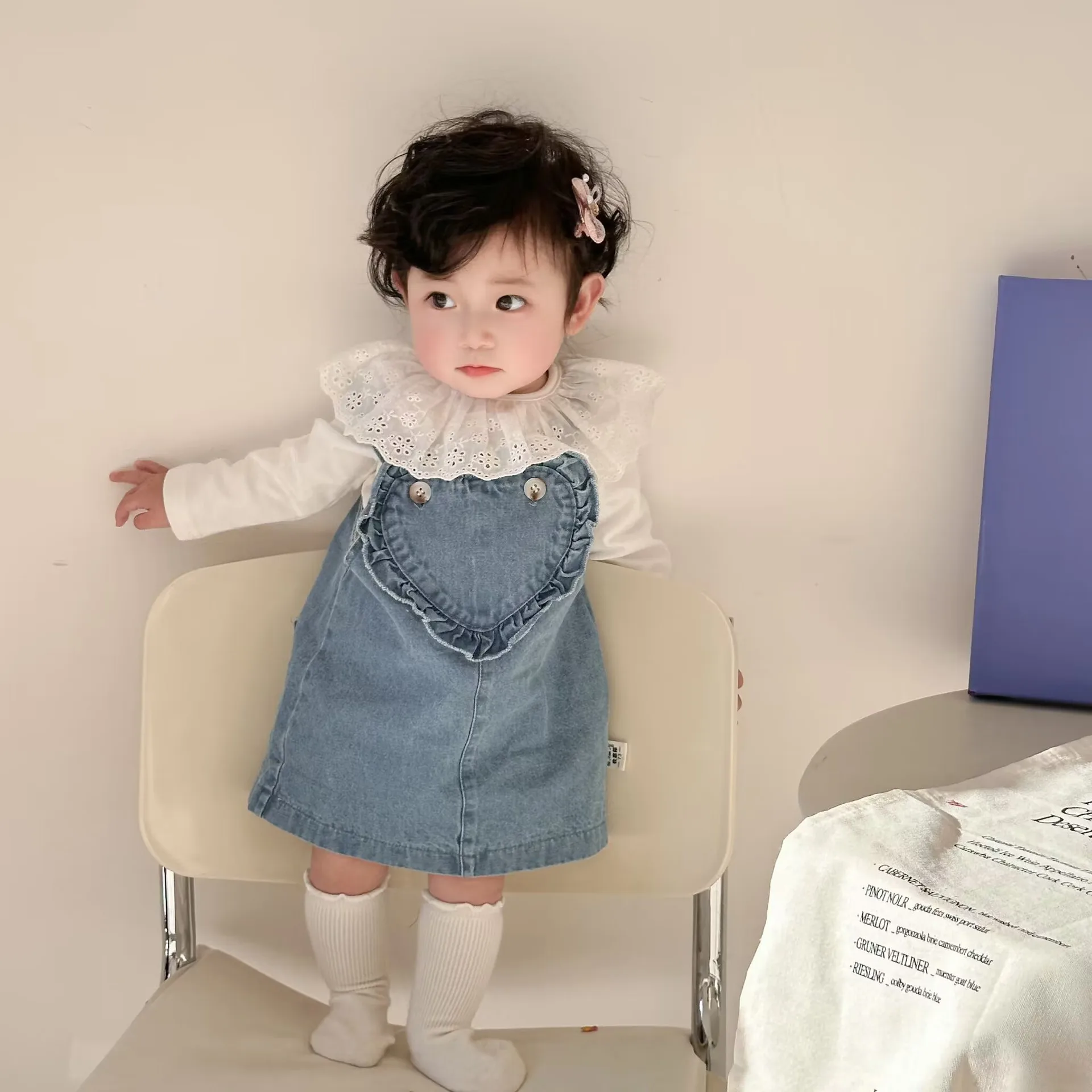 newborn denim dress Denim Pinafore Newborn Denim Dress Black Leggings Denim Jumper Denim  Pinafore With Tights 2025 Spring