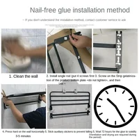 Porte-Serviettes Mural en Aluminium Noir – Support Pliable sans Perçage avec Crochets et Étagère 5