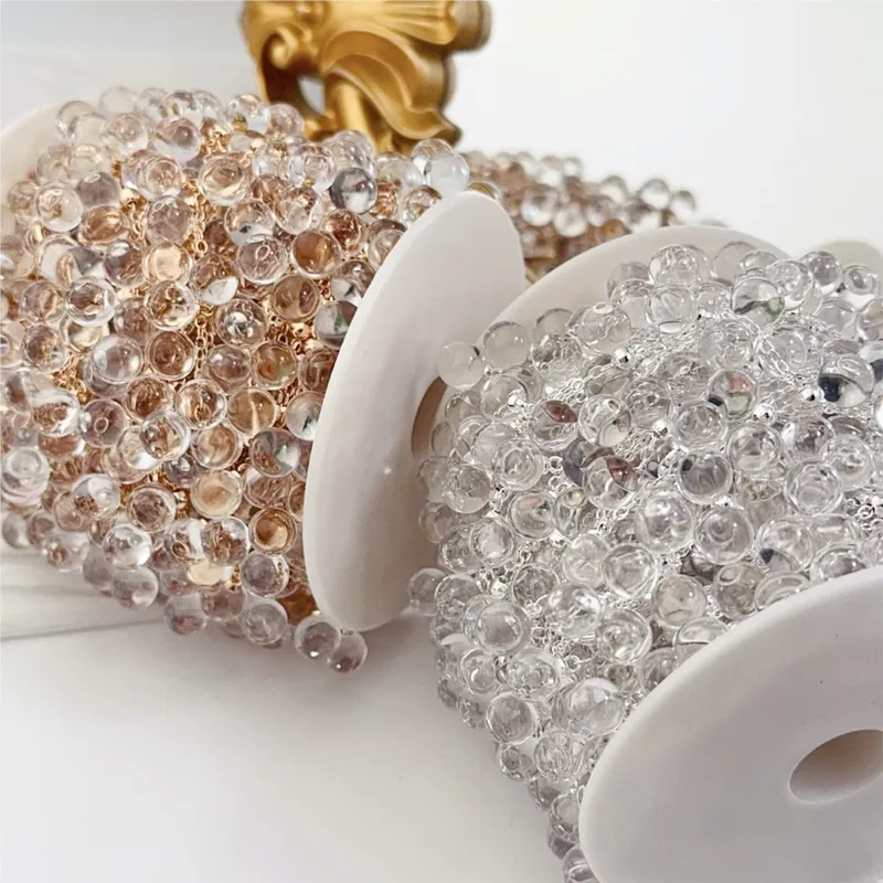 1Meter Transparent Round Glass Beads Chains Crystal Chain