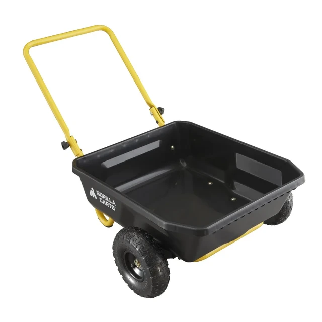 Gorilla Carts 7-cu ft Poly Yard Cart, Black, Solid Tire, Steel Handle,  Multiple colors/finishes in the Yard Carts department at