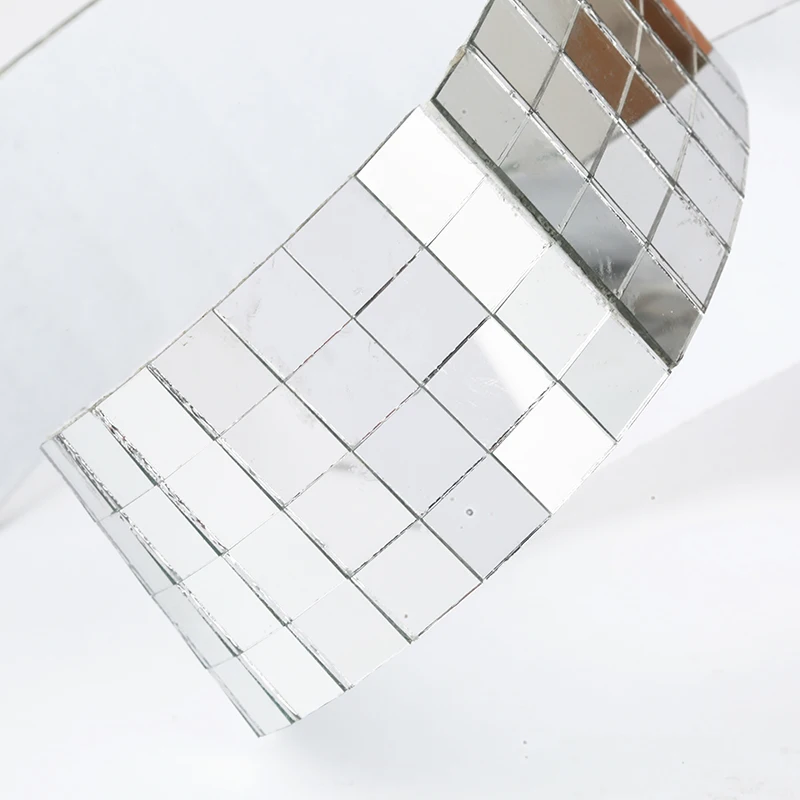 5x5mm 10x10mm Grid 5meter Self-Adhesive Square Glass Mosaic Tiles Sliver Mirror Mosaic Sheet for DIY Handmade Crafts Wall Sticker