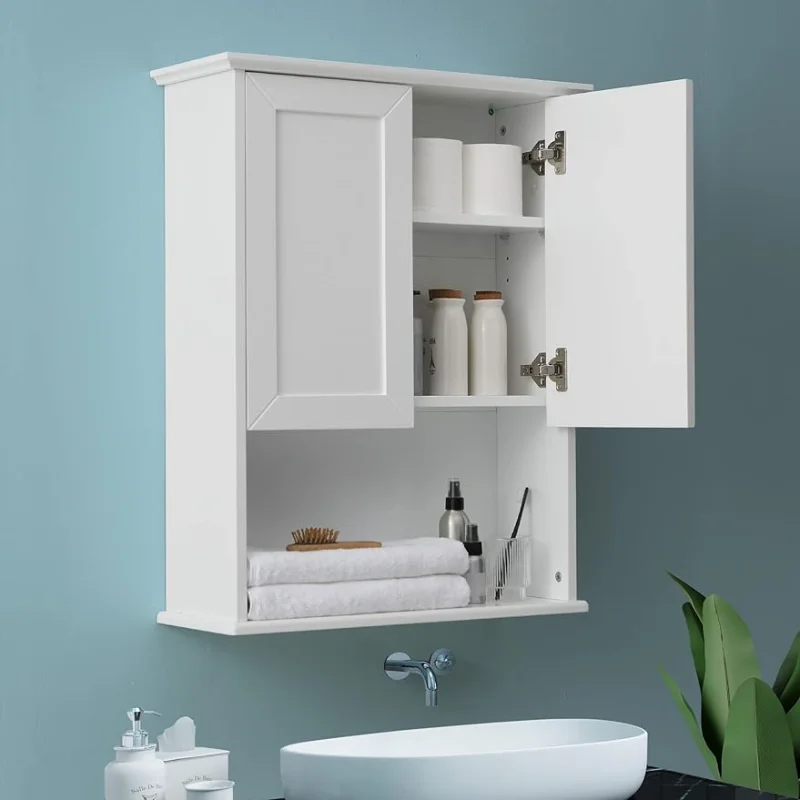 

VANIRROR Bathroom Wall Cabinet Wooden Medicine Cabinet Buffering Hinge MDF Material Over Toilet Storage 23"x29" and Adjustable